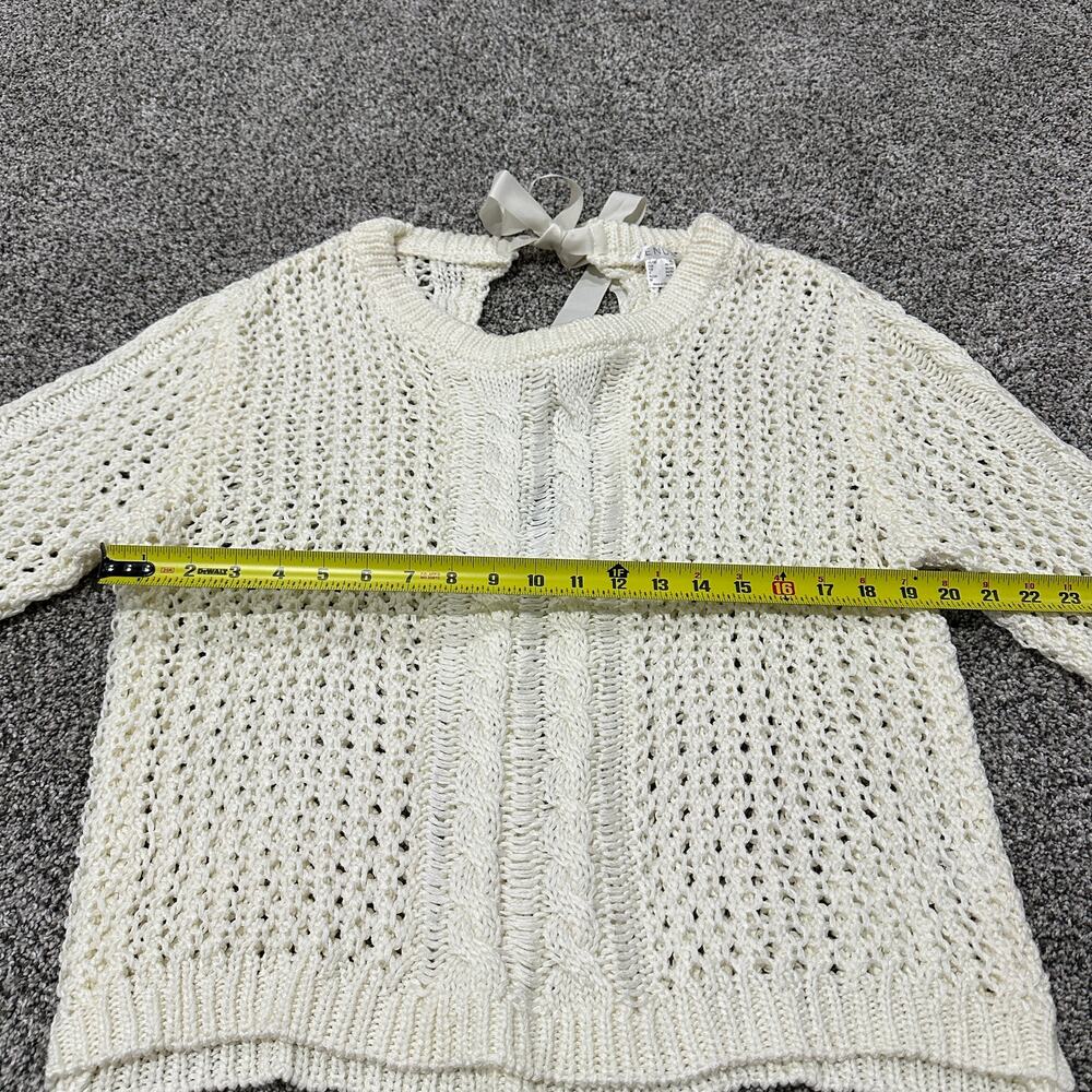 New with tags, VENUS Bow Tie Crochet Sweater, Cream, Size XL - Picture 9 of 15